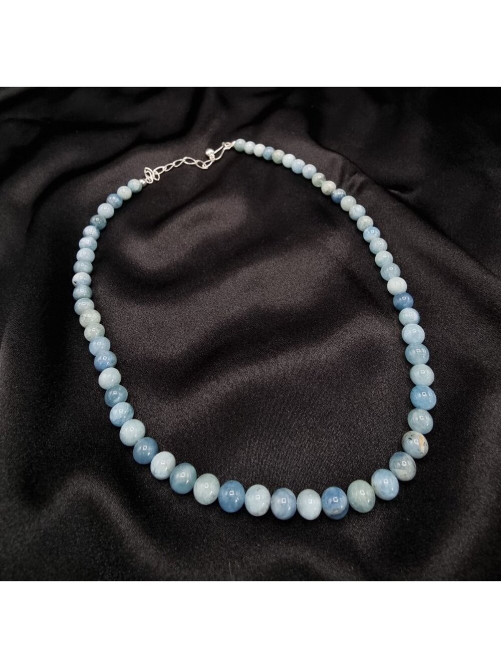 Jay King Mine Finds Aquamarine Beaded Necklace With 925 Sterling Silver Clasp